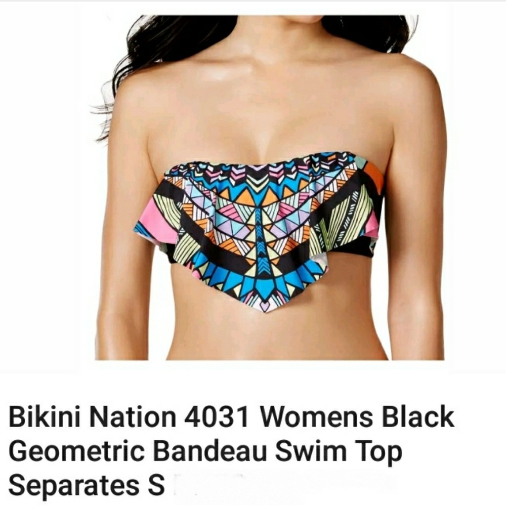 NWT Bikini Nation multicolored flounce Bandeau